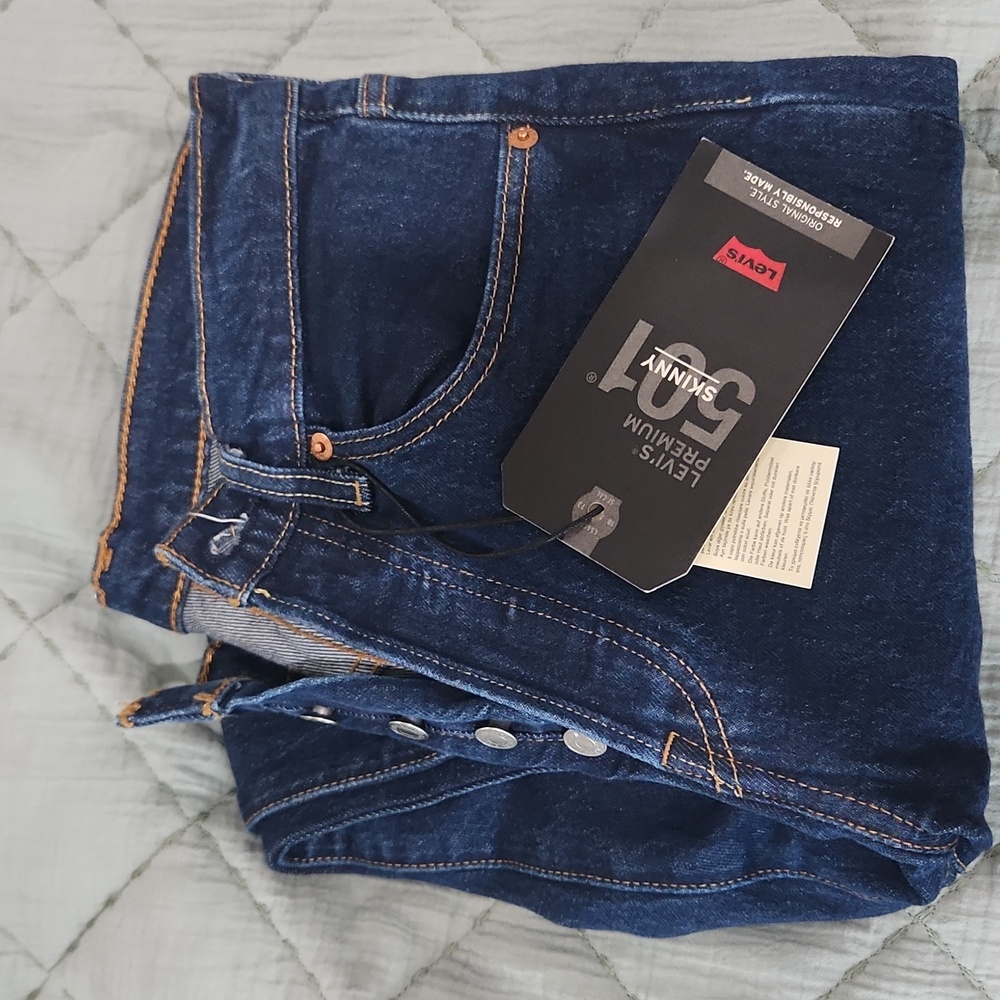 Levi's Premium 501 High Rise Skinny Buttonfly Ankle Jeans Size 27x28 NWT